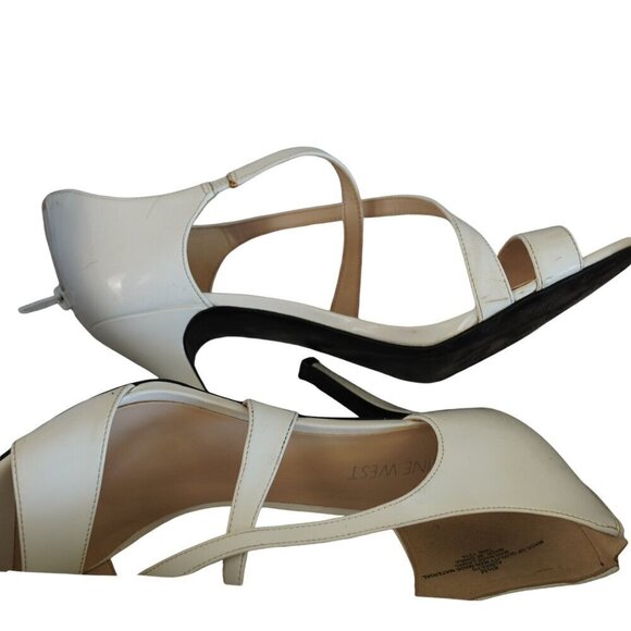 Nine‎ West Aubreyo Strap White Patent Stilettos Heels Size 8.5 - Picture 3 of 9